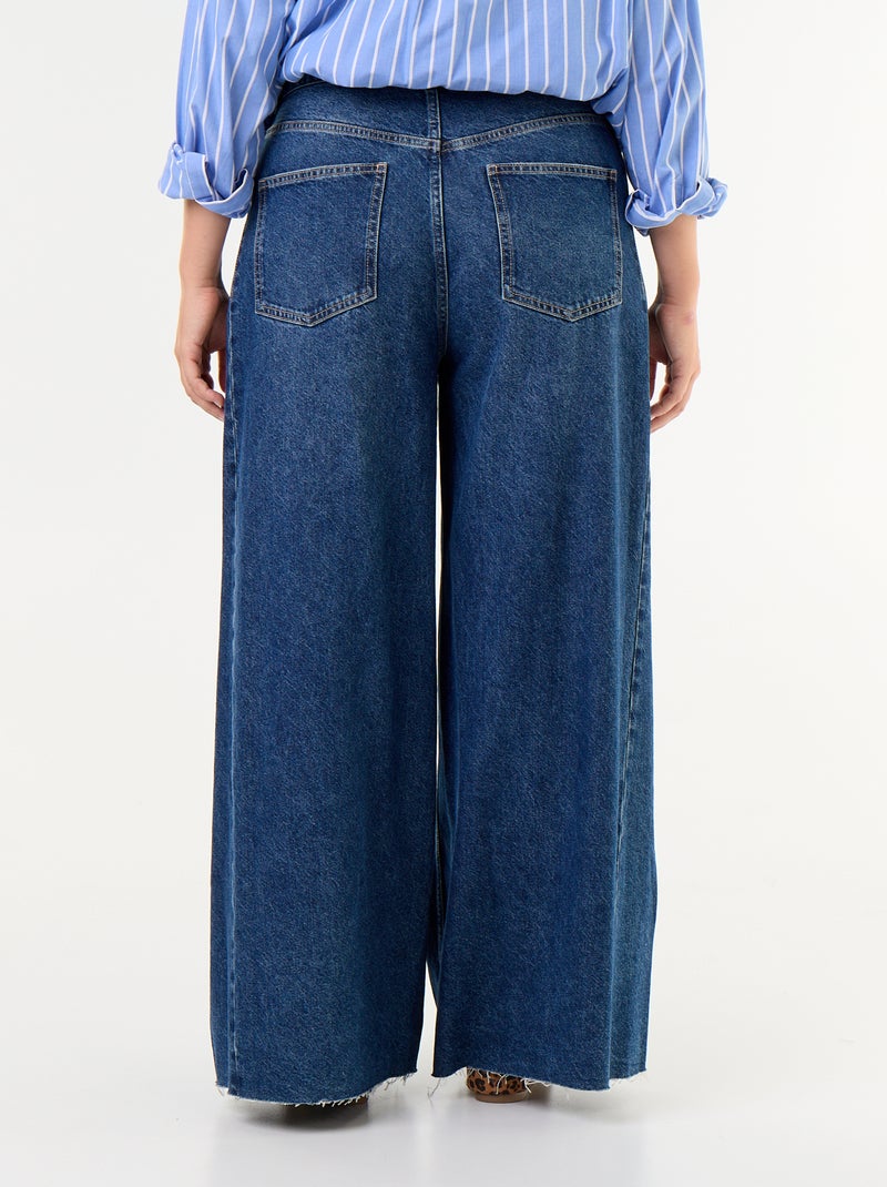 Jeans wide leg e con bordo a taglio vivo Blu - Kiabi