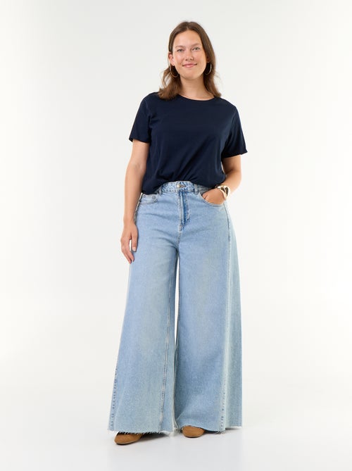 Jeans wide leg e con bordo a taglio vivo - Kiabi
