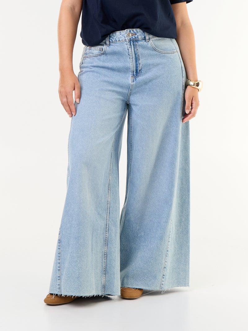 Jeans wide leg e con bordo a taglio vivo Blu - Kiabi