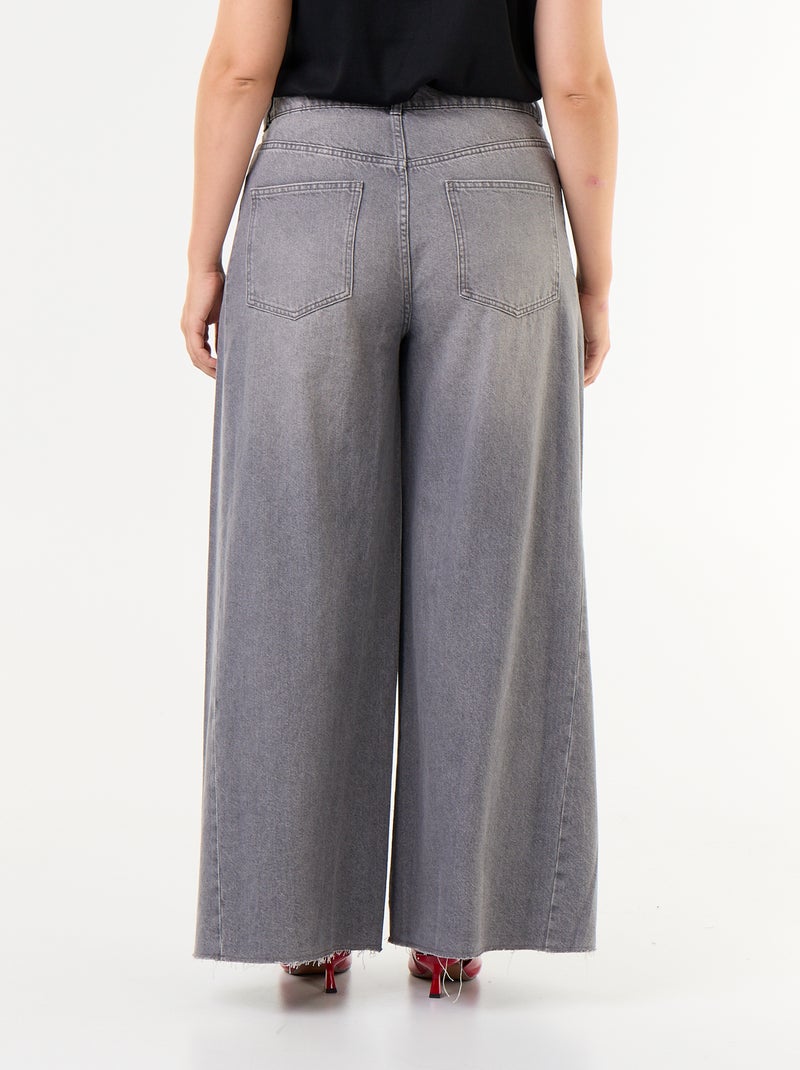 Jeans wide leg e con bordo a taglio vivo Grigio - Kiabi
