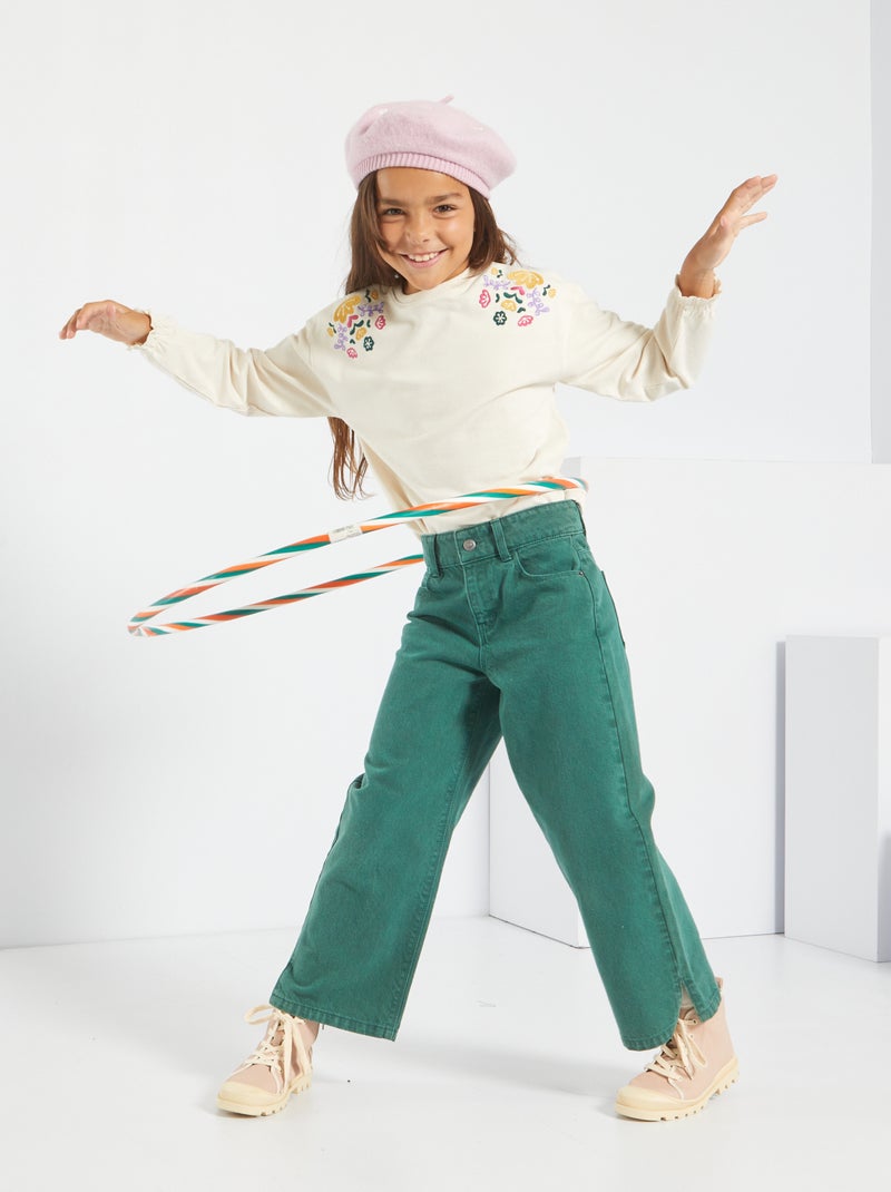 Jeans wide leg grigio verde - Kiabi