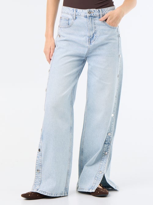 Jeans wide leg / taglio ampio con bottoni a pressione decorativi sui lati - Kiabi