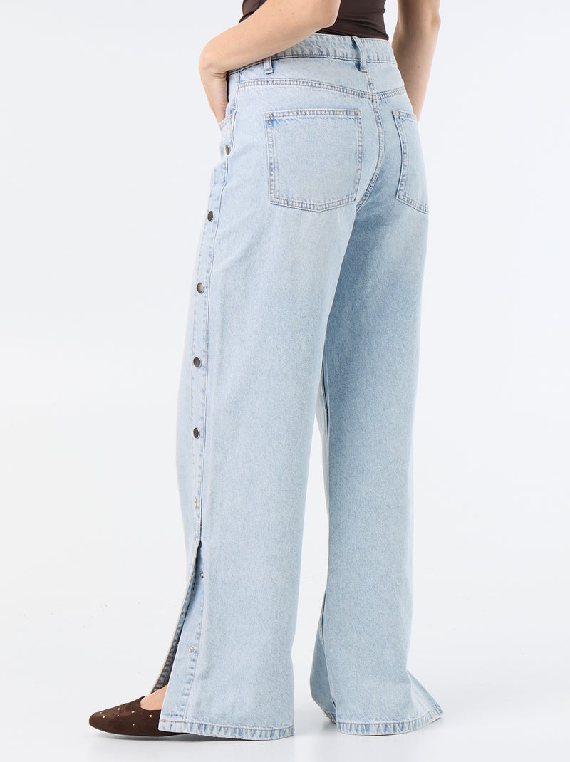Jeans wide leg / taglio ampio con bottoni a pressione decorativi sui lati Blu - Kiabi