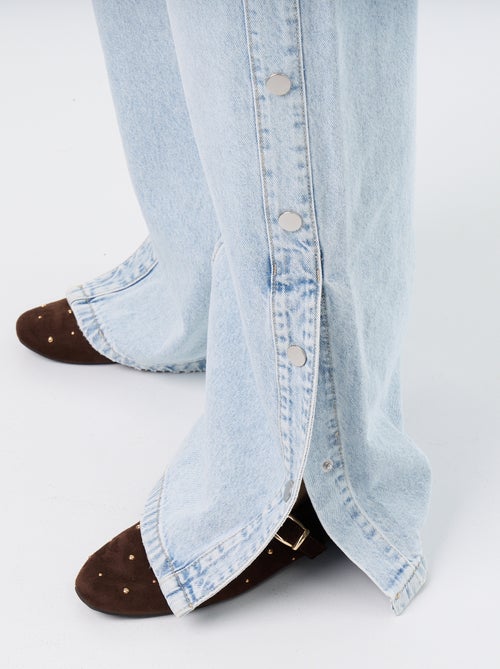 Jeans wide leg / taglio ampio con bottoni a pressione decorativi sui lati - Kiabi