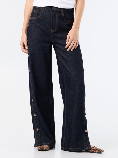 Jeans wide leg / taglio ampio con bottoni a pressione decorativi sui lati - Kiabi