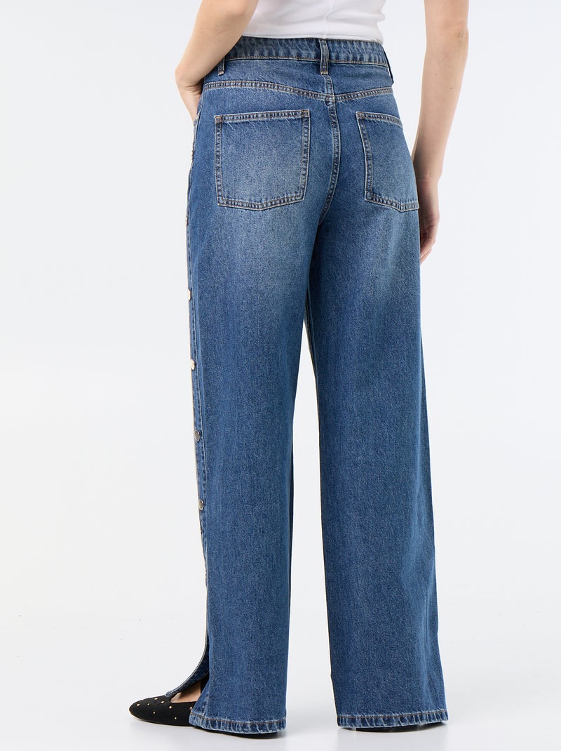 Jeans wide leg / taglio ampio con bottoni a pressione decorativi sui lati Blu - Kiabi