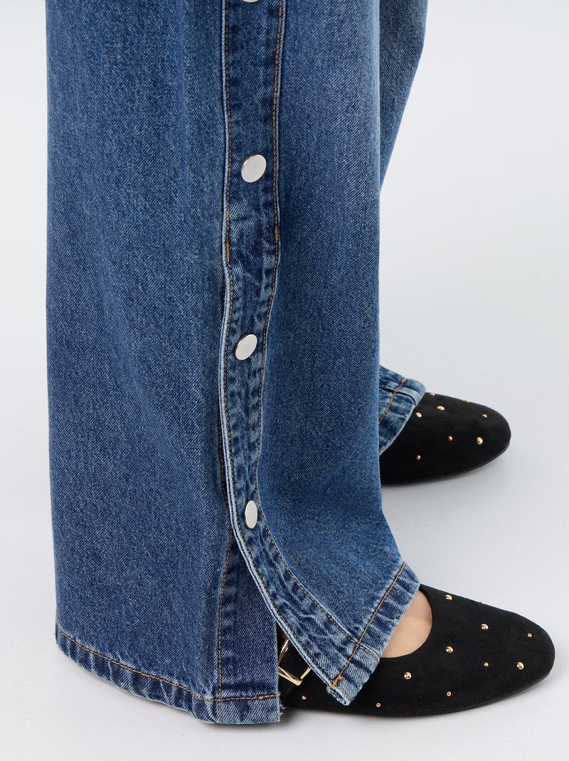 Jeans wide leg / taglio ampio con bottoni a pressione decorativi sui lati Blu - Kiabi