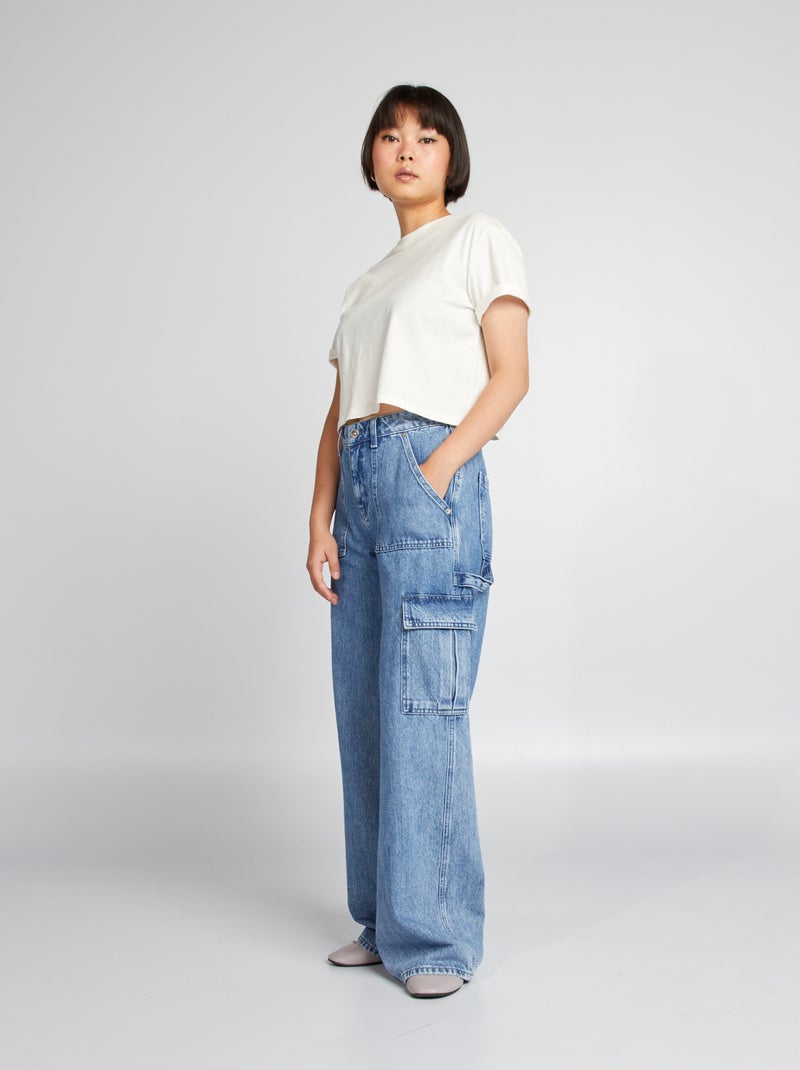 Jeans wild leg + 2 tasche larghe BLU - Kiabi