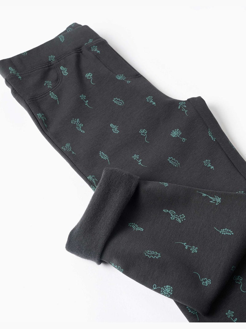 Jeggings skinny con effetto spazzolato con stampa floreale Grigio scuro - Kiabi