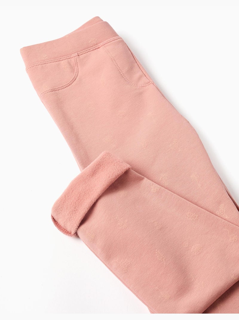 Jeggings skinny con effetto spazzolato con stampa floreale Rosa - Kiabi