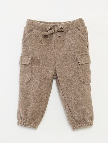 Joggers a coste in cotone tinta unita