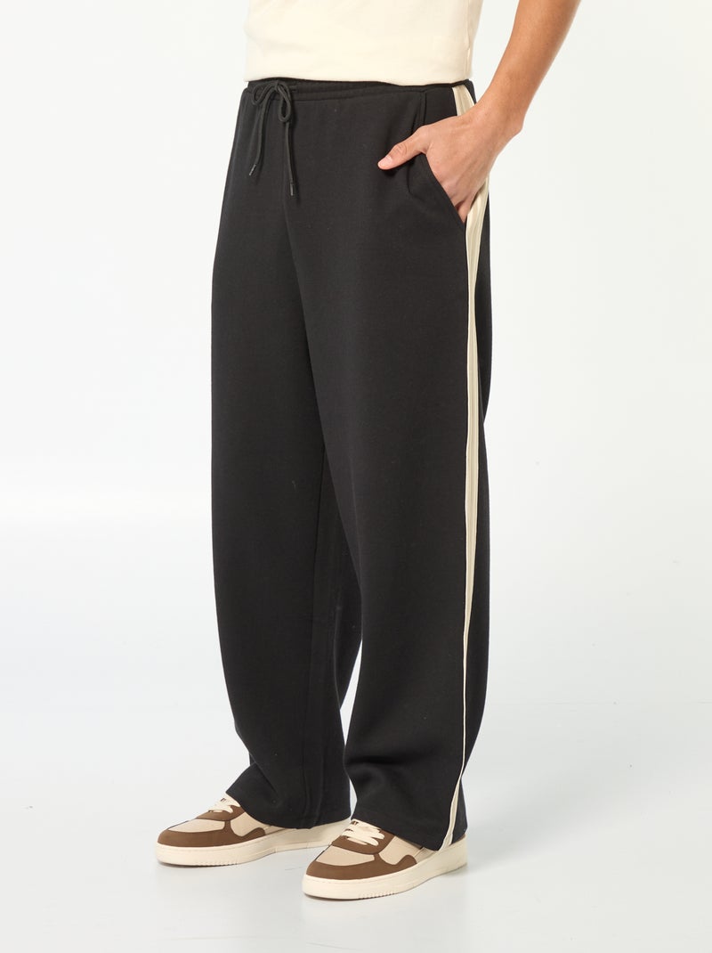 Joggers a gamba larga con banda decorativa Nero - Kiabi