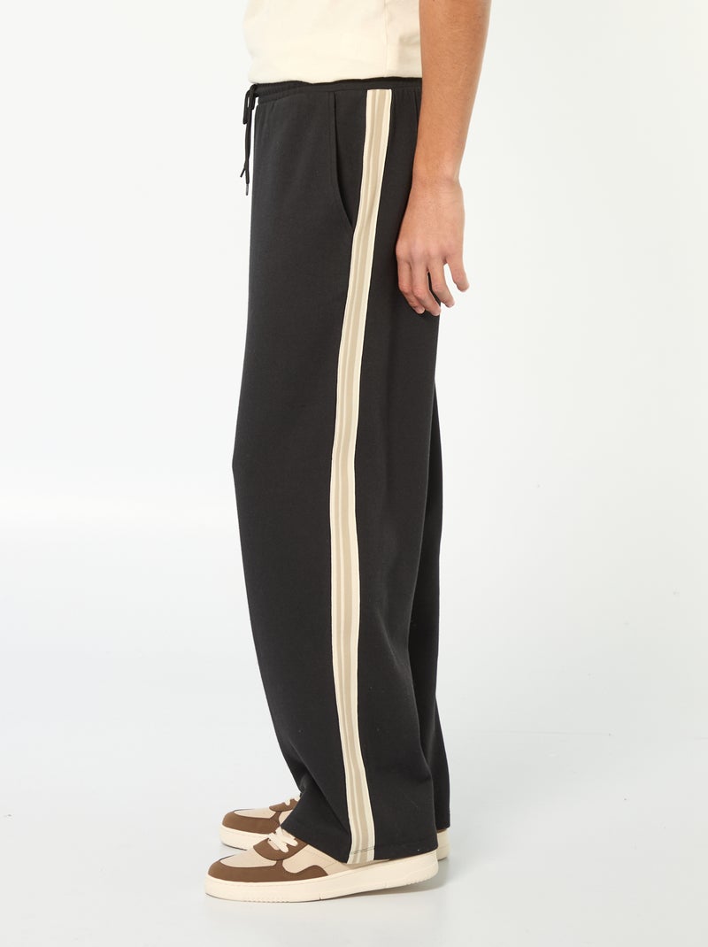 Joggers a gamba larga con banda decorativa Nero - Kiabi