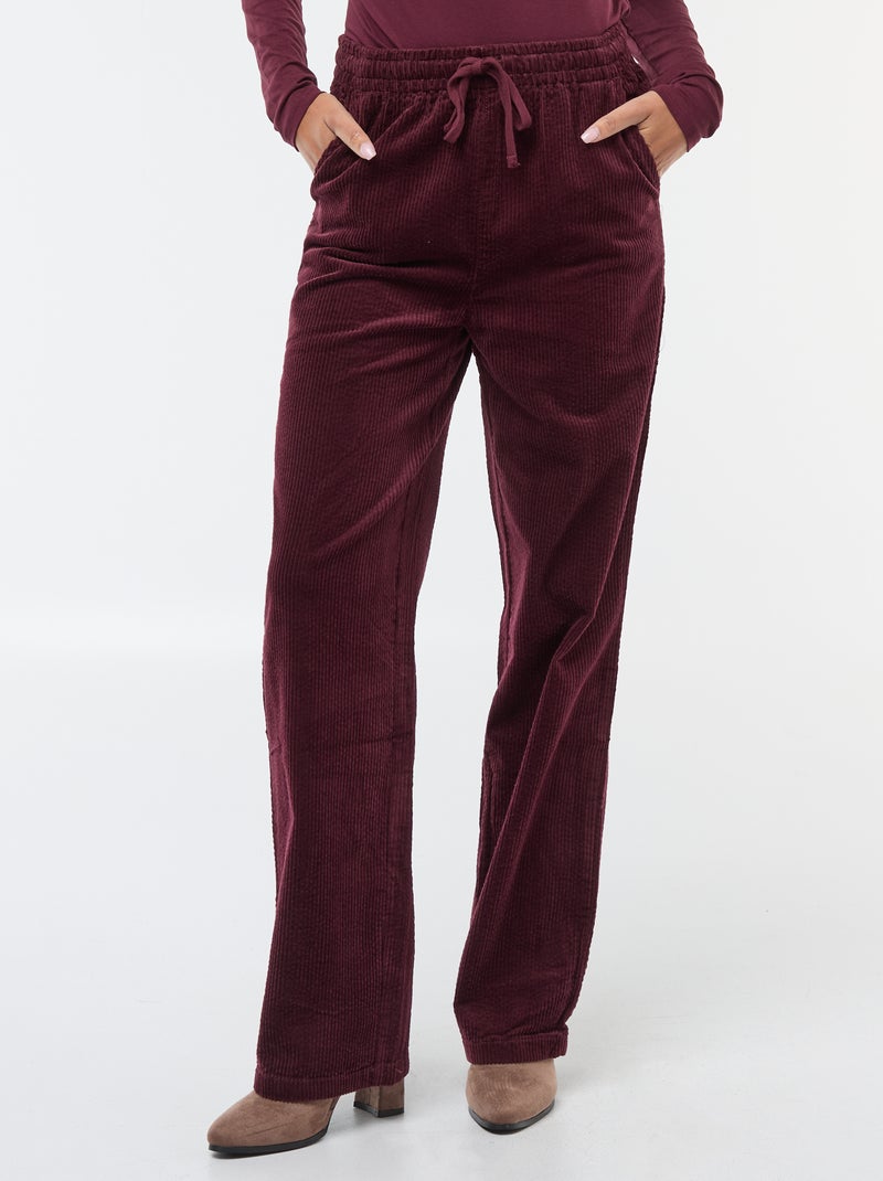 Joggers ampi in velluto a coste Rosso - Kiabi