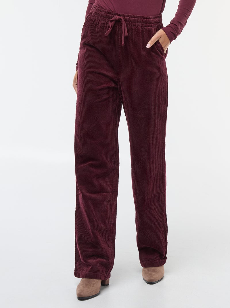 Joggers ampi in velluto a coste Rosso - Kiabi