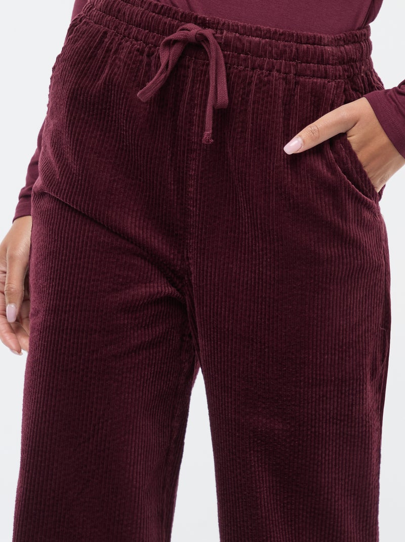 Joggers ampi in velluto a coste Rosso - Kiabi