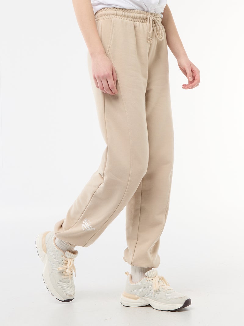 Joggers barrel in cotone tinta unita Beige - Kiabi