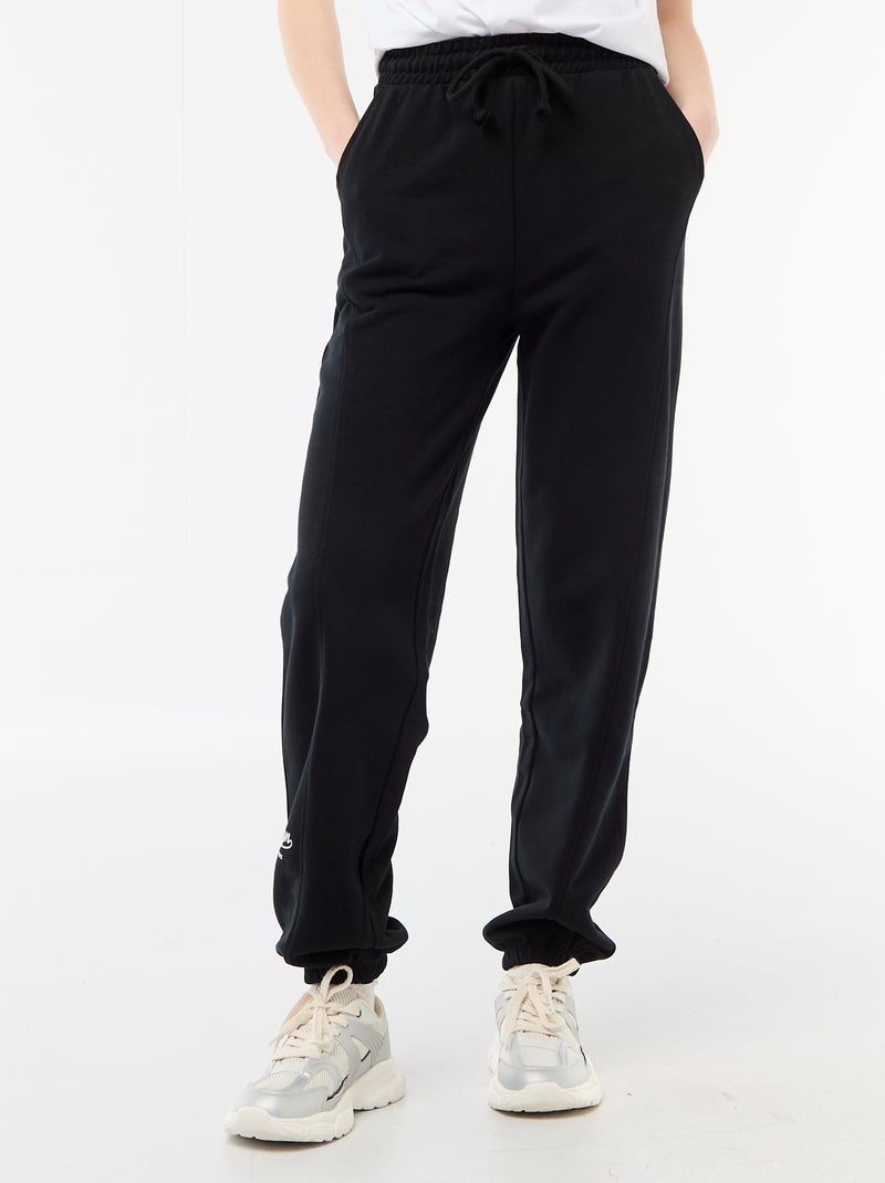 Joggers barrel in cotone tinta unita Nero - Kiabi