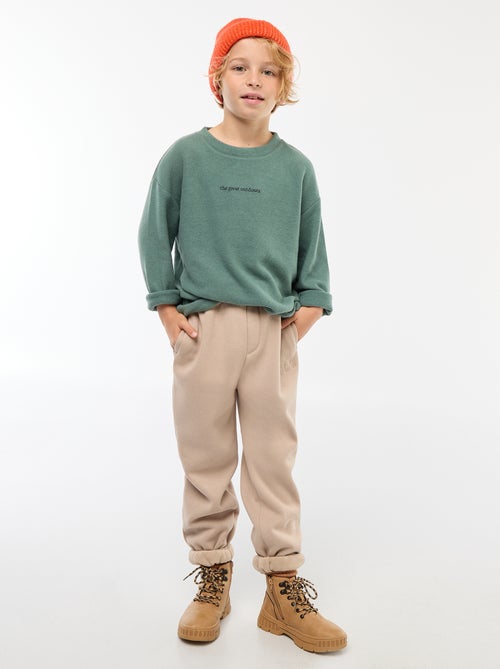 Joggers caldi tinta unita con fodera in pile - Kiabi