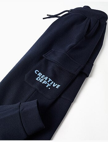 Joggers cargo felpati con stampa creativa