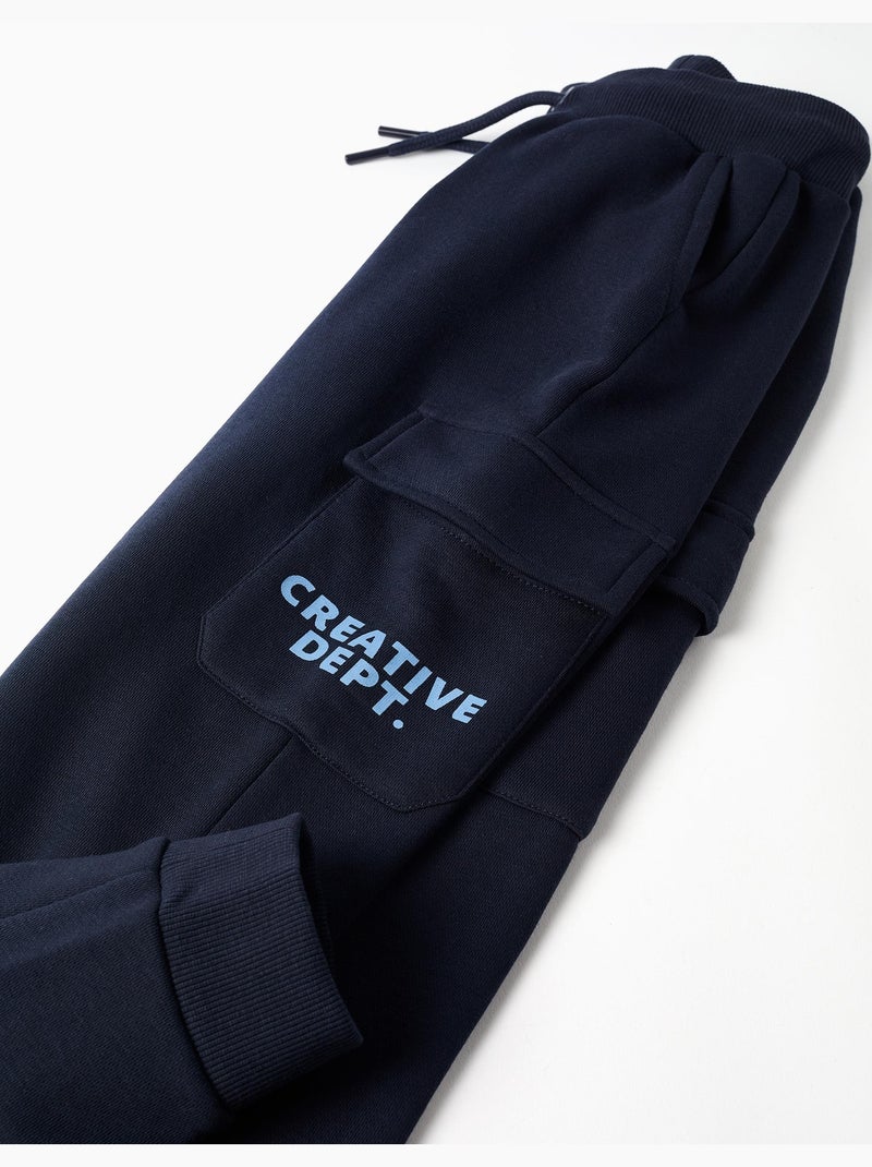 Joggers cargo felpati con stampa creativa Blu scuro - Kiabi