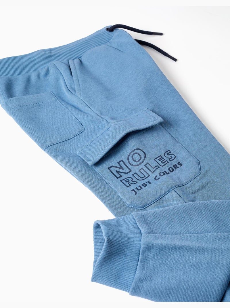 Joggers cargo felpati con stampa no rules Blu Blu - Kiabi