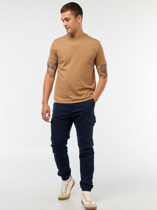 Joggers cargo tinta unita in cotone - Kiabi