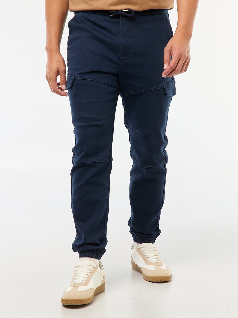 Joggers cargo tinta unita in cotone Blu - Kiabi