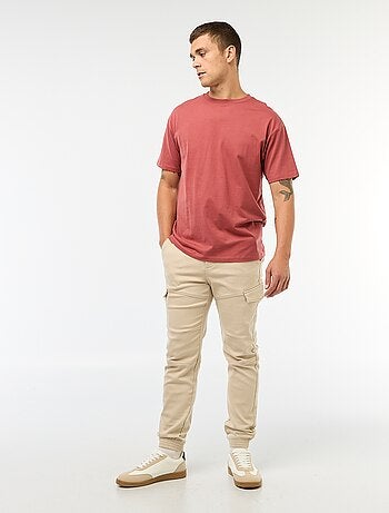 Joggers cargo tinta unita in cotone