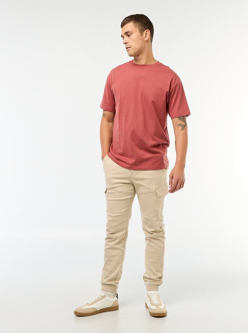 Joggers cargo tinta unita in cotone - Kiabi