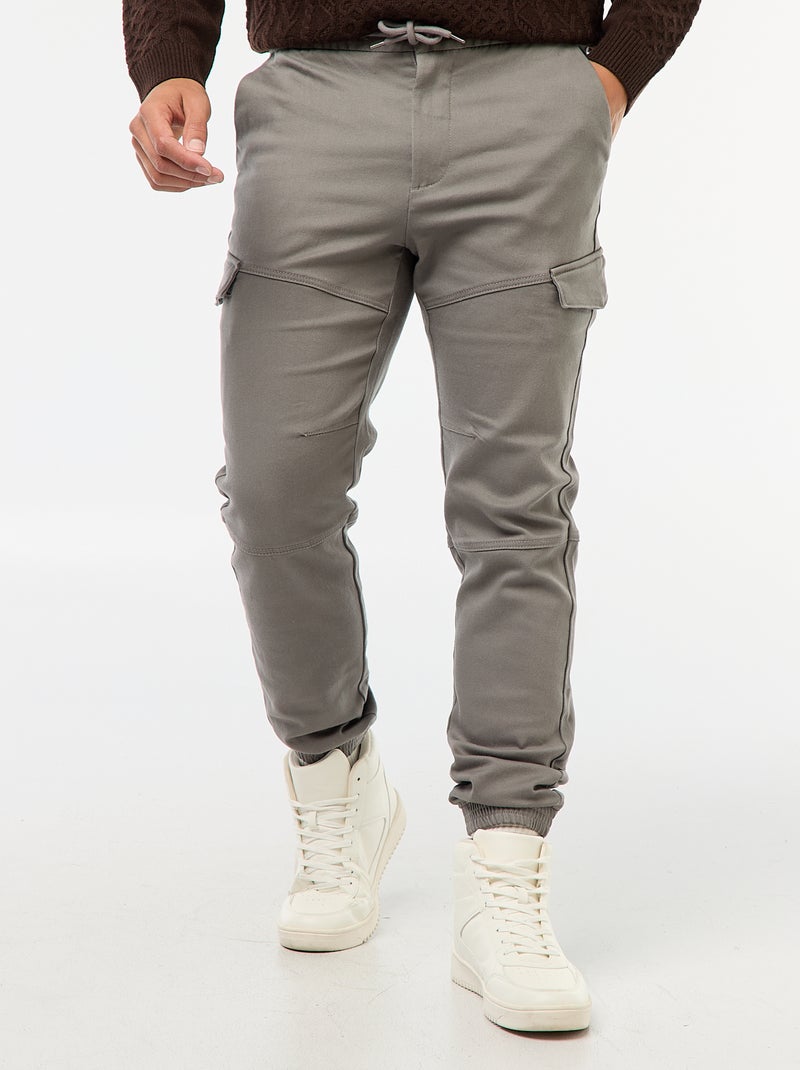 Joggers cargo tinta unita in cotone Grigio - Kiabi