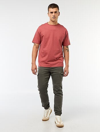 Joggers cargo tinta unita in cotone