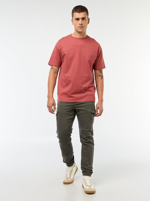 Joggers cargo tinta unita in cotone - Kiabi