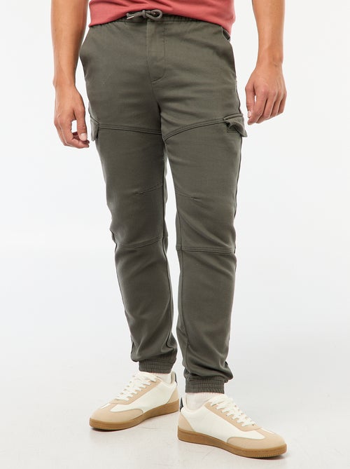 Joggers cargo tinta unita in cotone - Kiabi