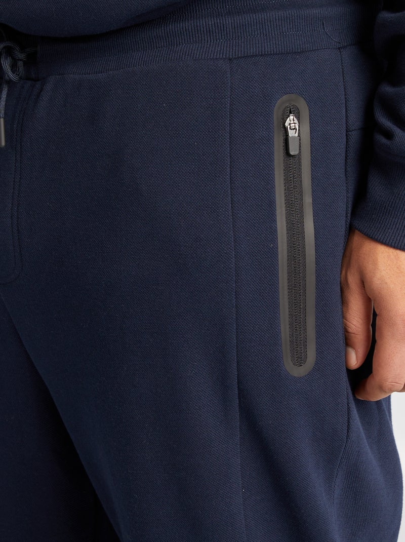 Joggers con tasche con zip in maglia piqué joggers con tasche con zip - tasche con zip blu - Kiabi