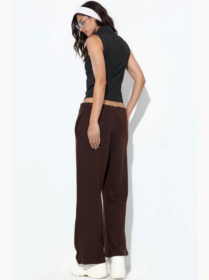 Joggers da donna in jersey a gamba svasata busem Marrone cioccolato - Kiabi