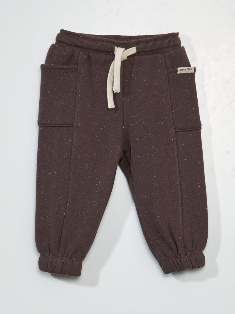 Joggers effetto screziato in tessuto felpato leggero marrone - Kiabi