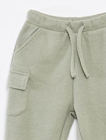 Joggers a coste in cotone tinta unita