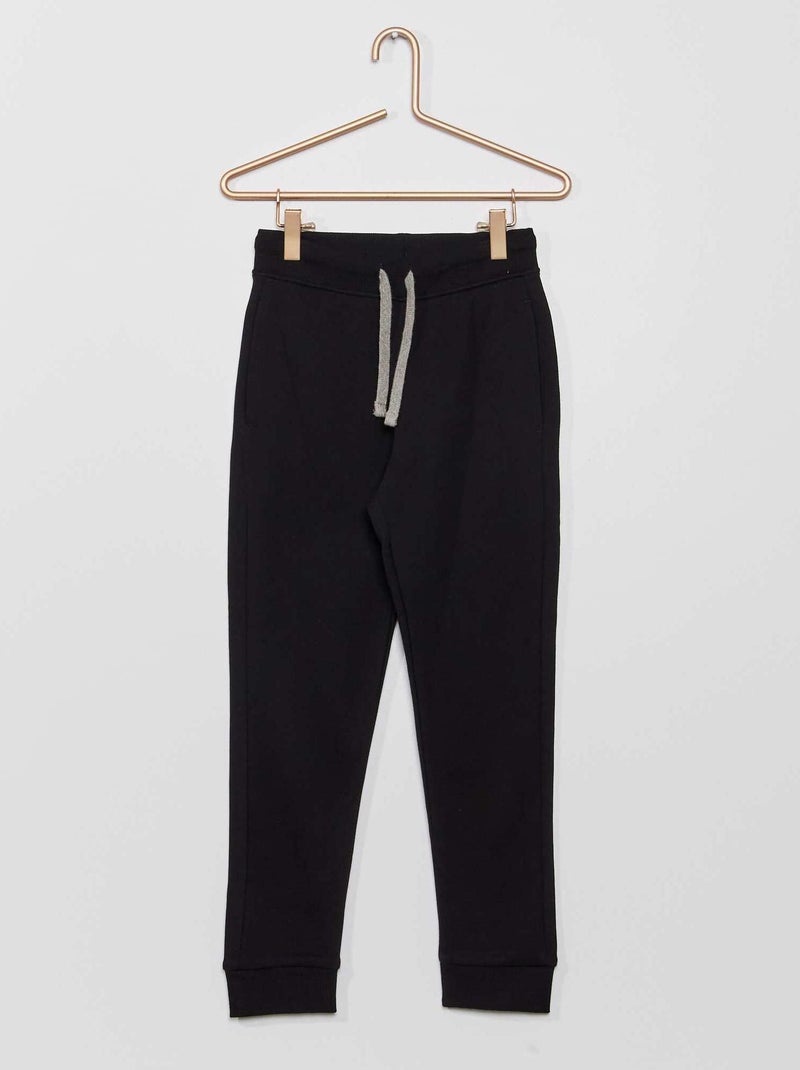 Joggers in cotone tinta unita nero - Kiabi