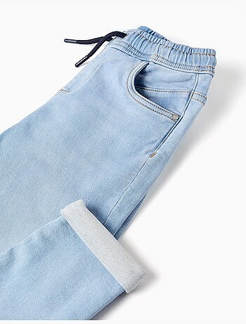 Joggers in denim slim fit con coulisse