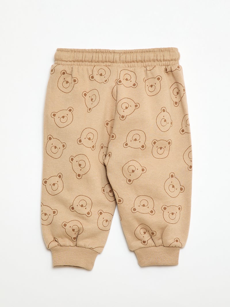 Joggers in felpa con tasca a marsupio e orecchie decorative Beige - Kiabi