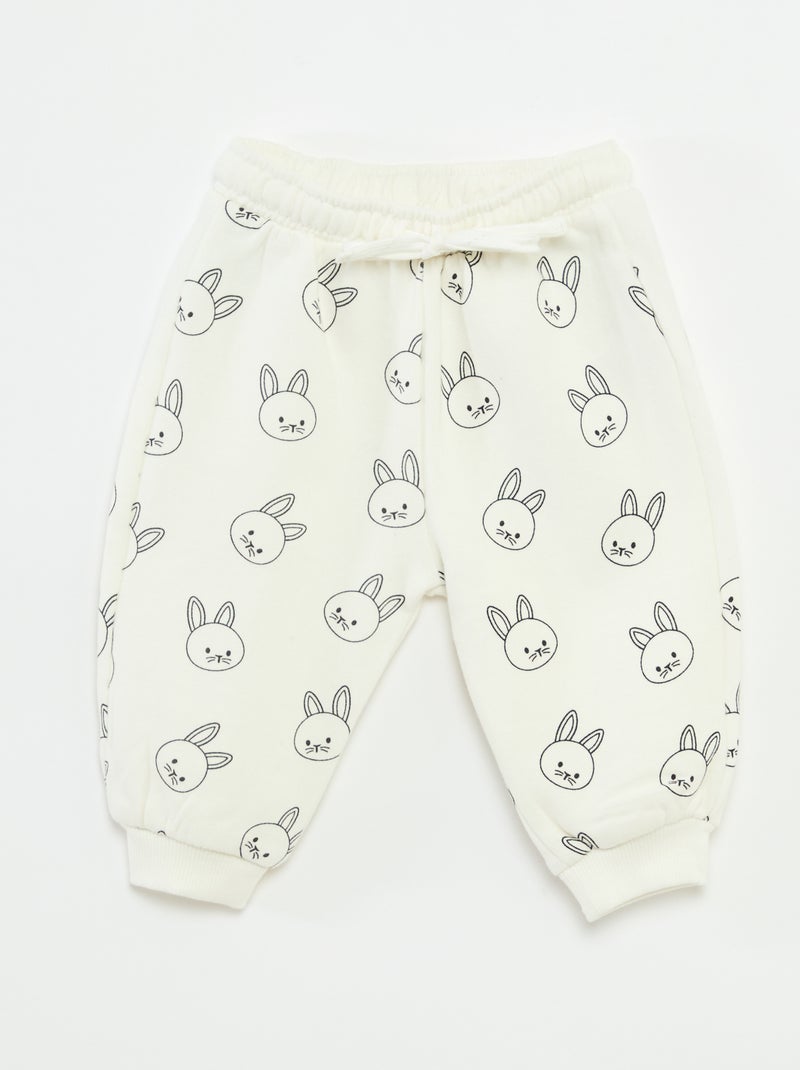 Joggers in felpa con tasca a marsupio e orecchie fantasiose Bianco - Kiabi