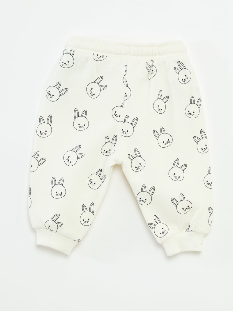 Joggers in felpa con tasca a marsupio e orecchie fantasiose Bianco - Kiabi