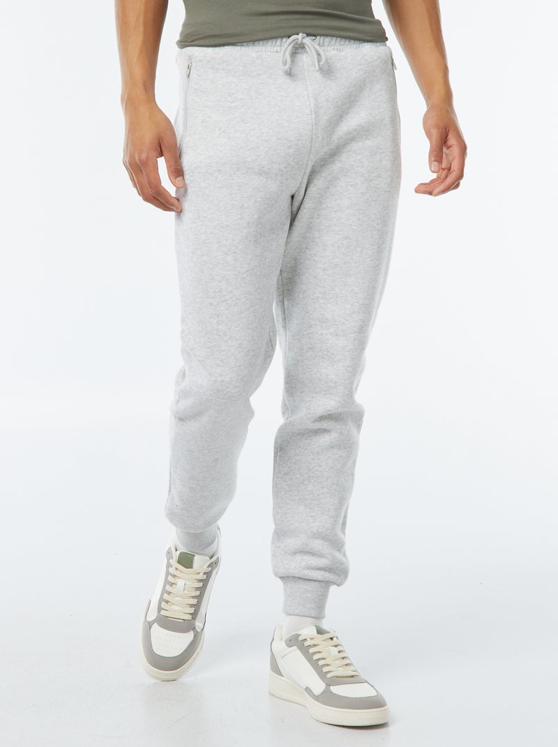 Joggers in felpa garzata con 2 tasche zippate Grigio - Kiabi