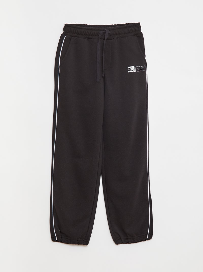 Joggers in french terry con bordino a contrasto Nero - Kiabi