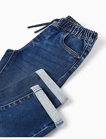 Joggers in jeans con coulisse e 5 tasche