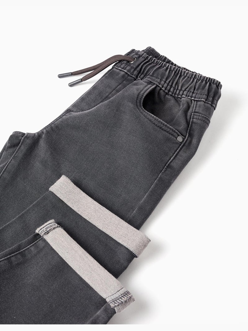 Joggers in jeans con coulisse e 5 tasche Grigio scuro - Kiabi
