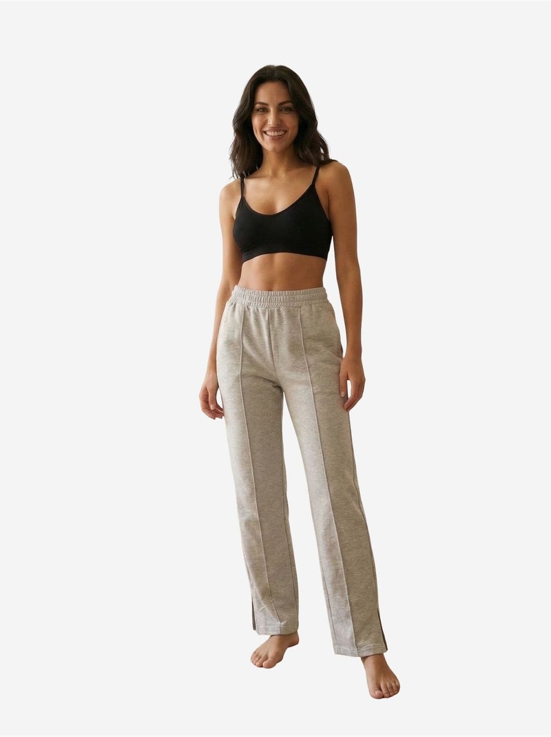 Joggers in maglia a vita alta a gamba ampia my fashion Grigio chiaro - Kiabi