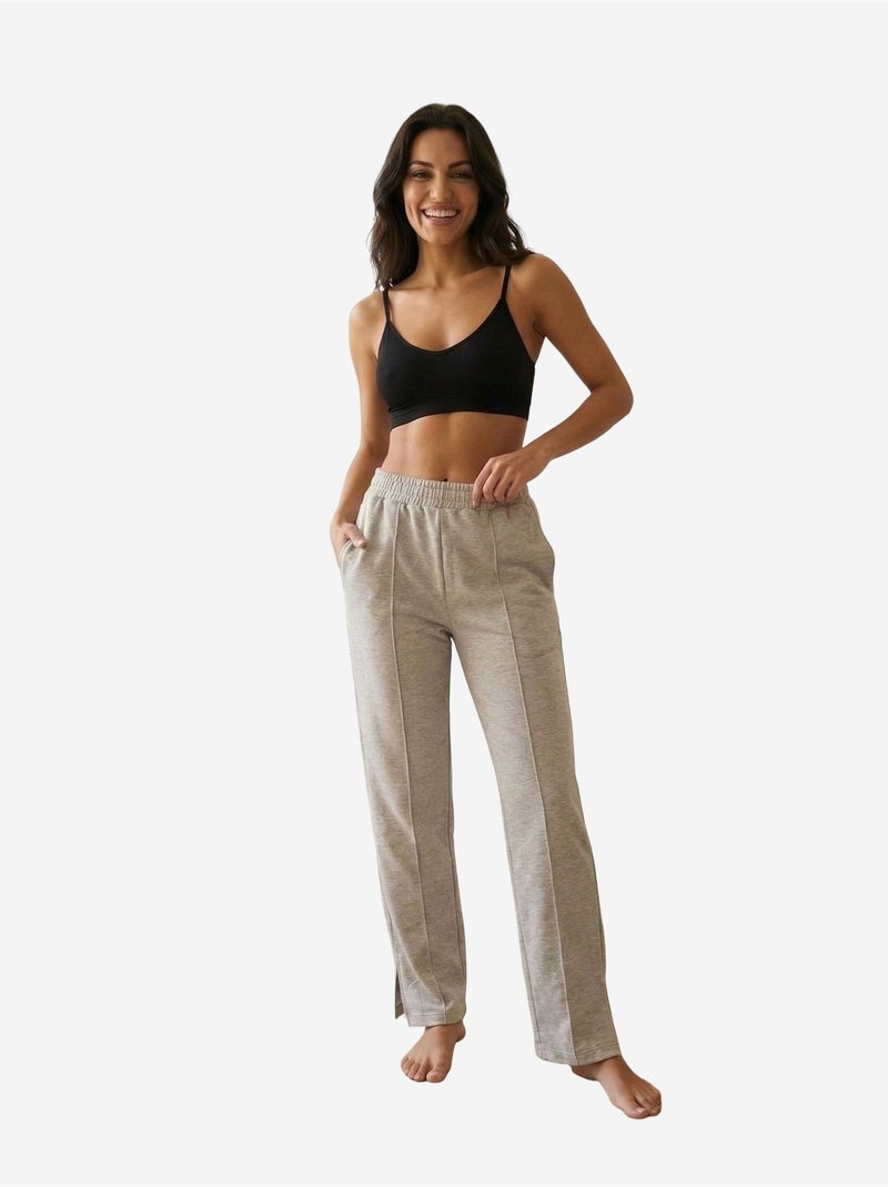 Joggers in maglia a vita alta a gamba ampia my fashion Grigio chiaro - Kiabi
