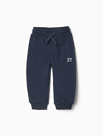 Joggers in pile con coulisse e stampa